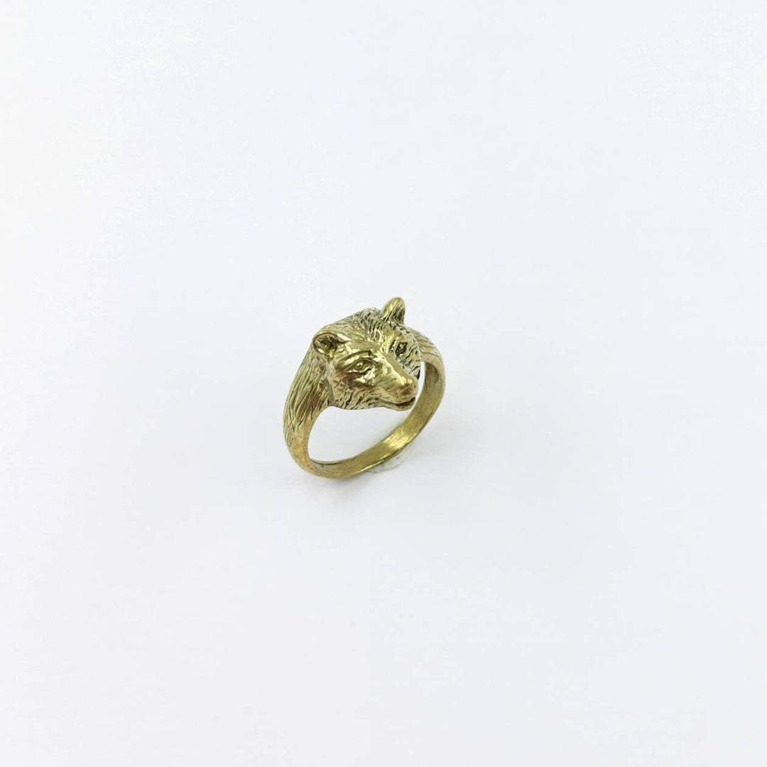 Brass Ring with Bear Head , Animal Jewelry