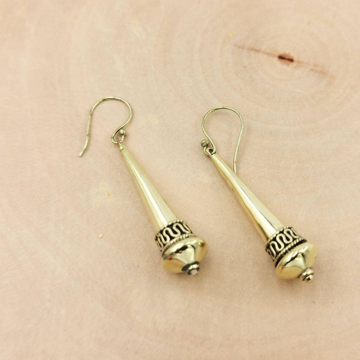 Long Golden Tribal Hanging Earrings