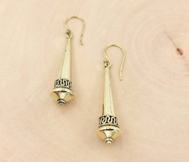 Long Golden Tribal Hanging Earrings