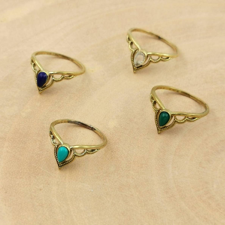 Brass Crown Ring  with Gemstone