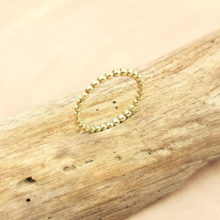 Minimalist Brass Ball Ring, Golden Stacking Band