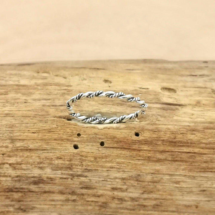 Thin Braided Stackable Ring 925 Silver