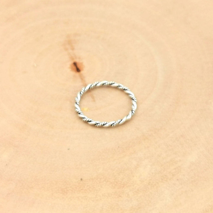 Thin Braided Stackable Ring 925 Silver