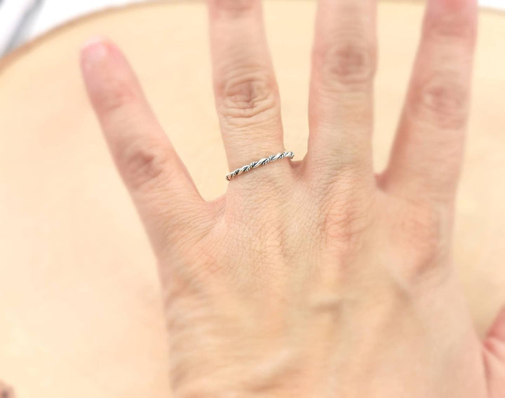 Thin Braided Stackable Ring 925 Silver