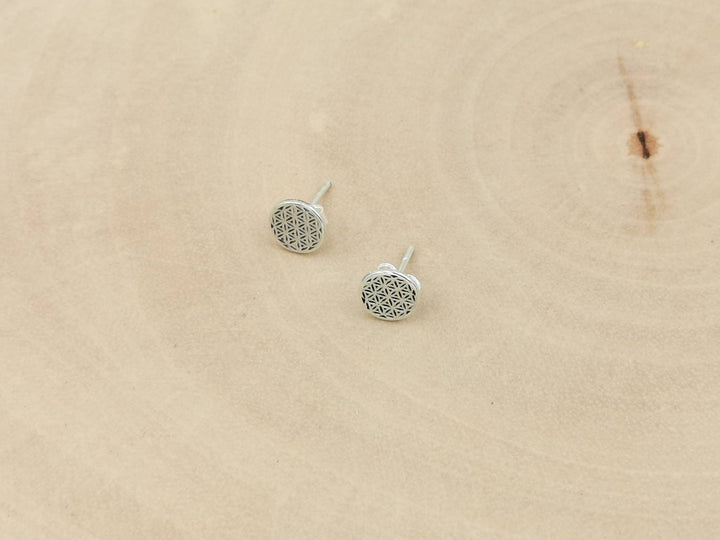 Flower of Life Stud Earrings — 925 Silver