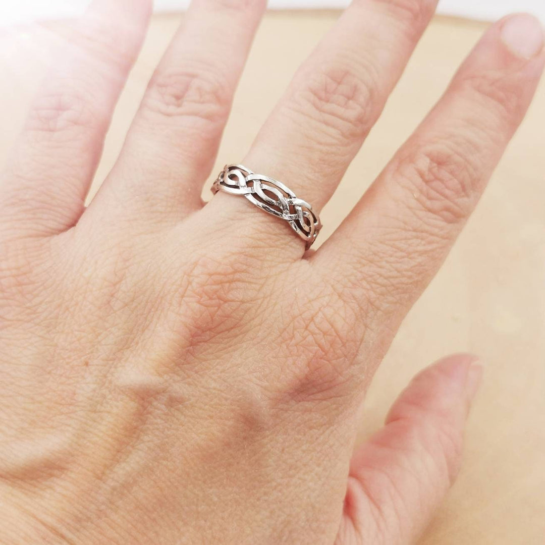 Celtic Pattern Band Ring — 925 Silver