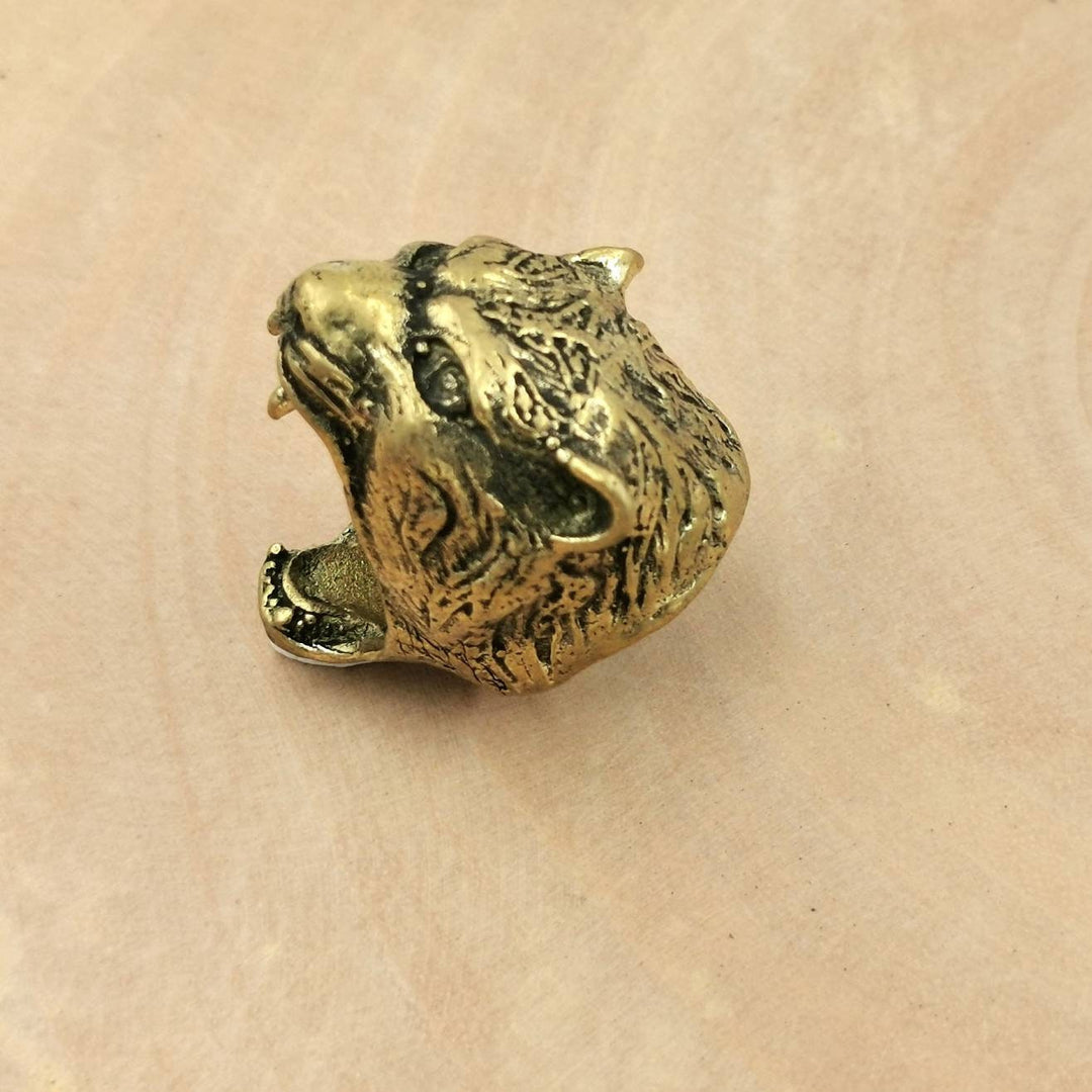 Brass Jaguar Head Ring for Men