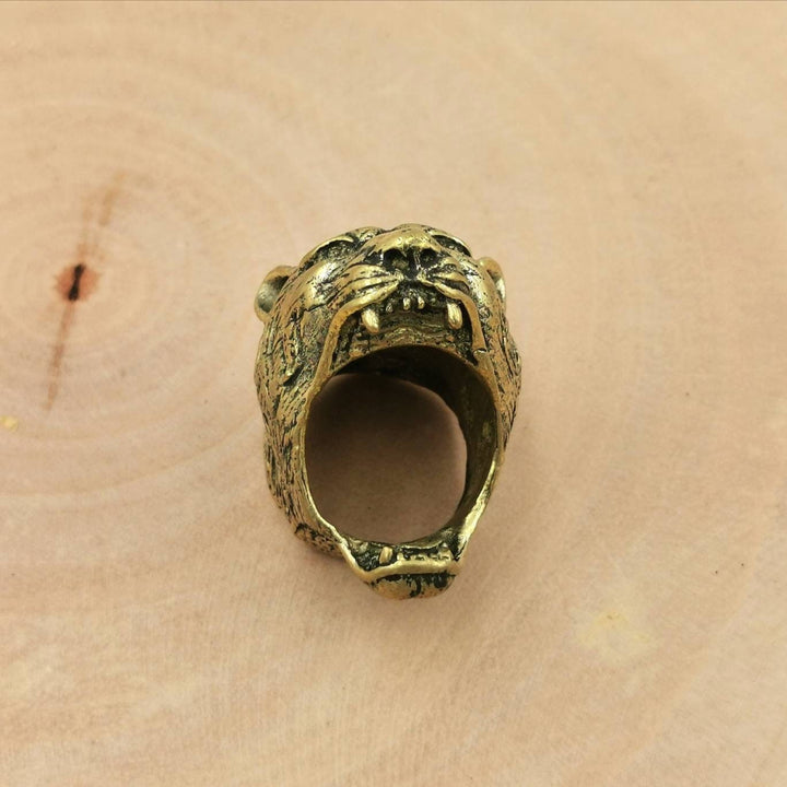 Brass Jaguar Head Ring for Men