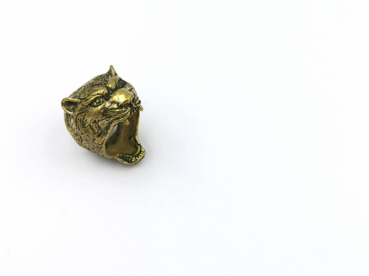 Brass Jaguar Head Ring for Men