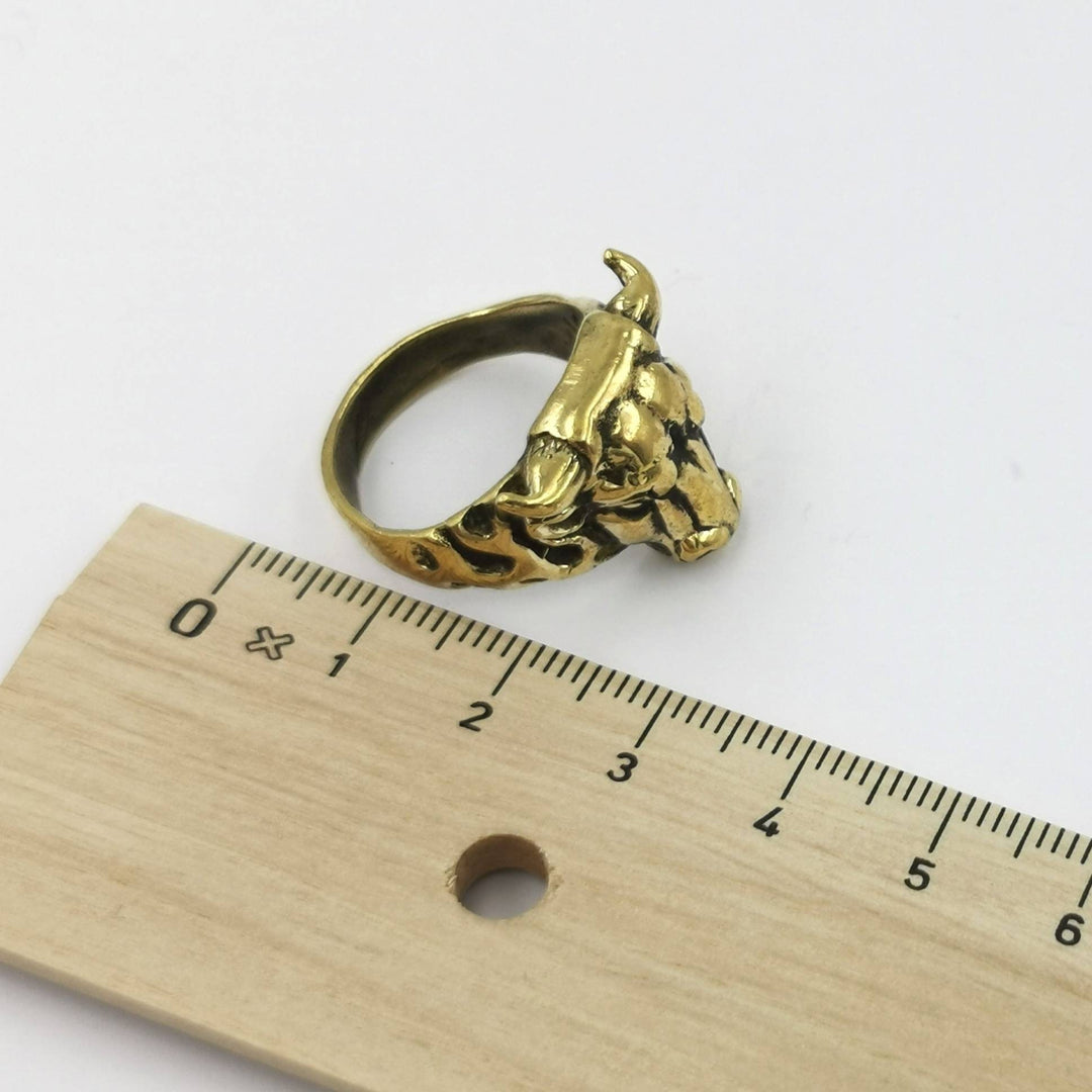 Golden Bull Head Ring