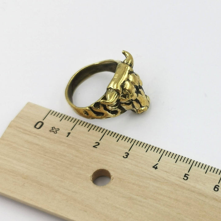 Golden Bull Head Ring
