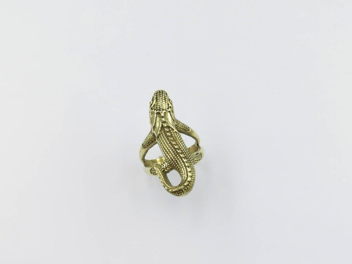 Large Lizard Ring — Brass