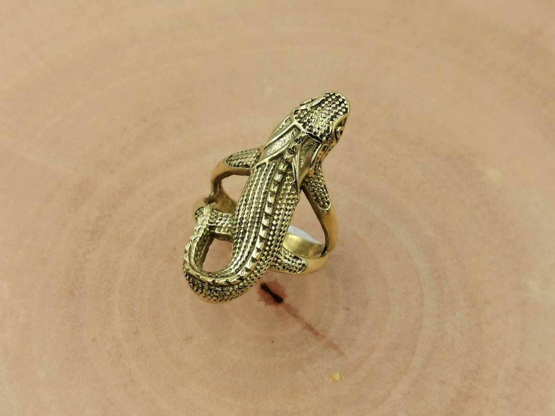 Large Lizard Ring — Brass