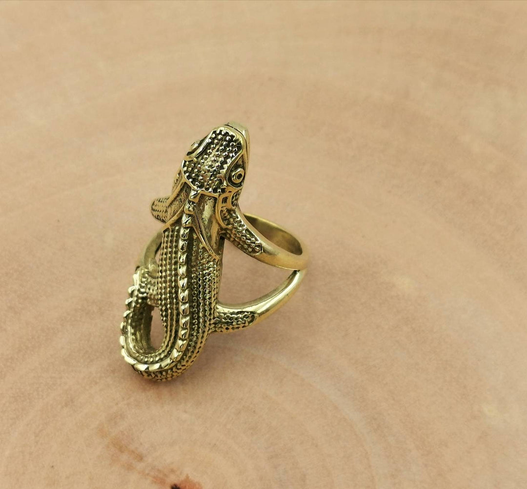 Large Lizard Ring — Brass