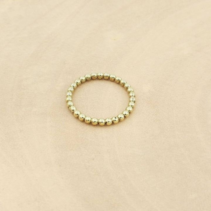Minimalist Brass Ball Ring, Golden Stacking Band
