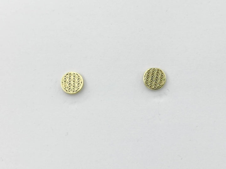 Flower of Life Stud Earrings, Sacred Geometry — 18k Gold Plated
