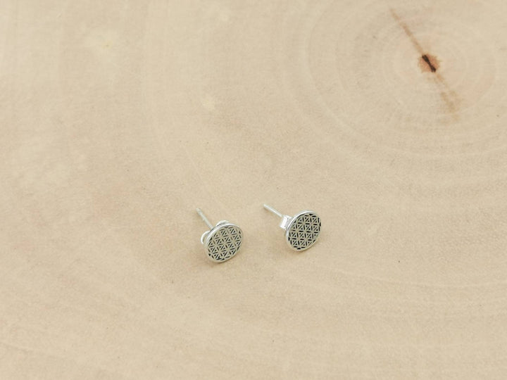 Flower of Life Stud Earrings — 925 Silver