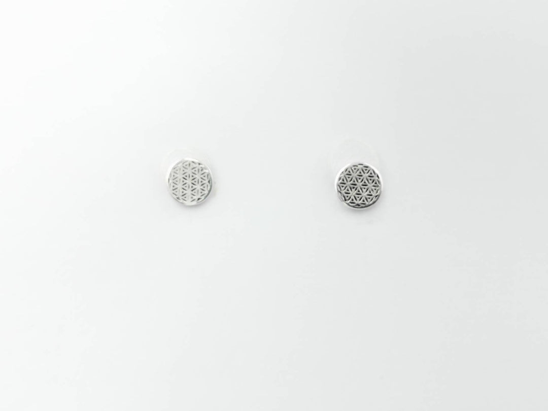 Flower of Life Stud Earrings — 925 Silver
