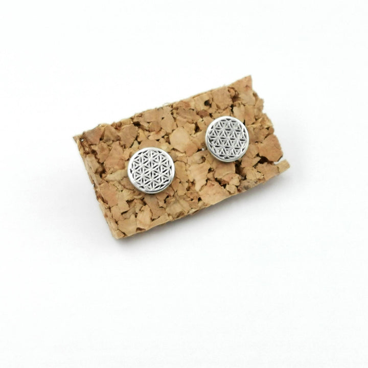 Flower of Life Stud Earrings — 925 Silver