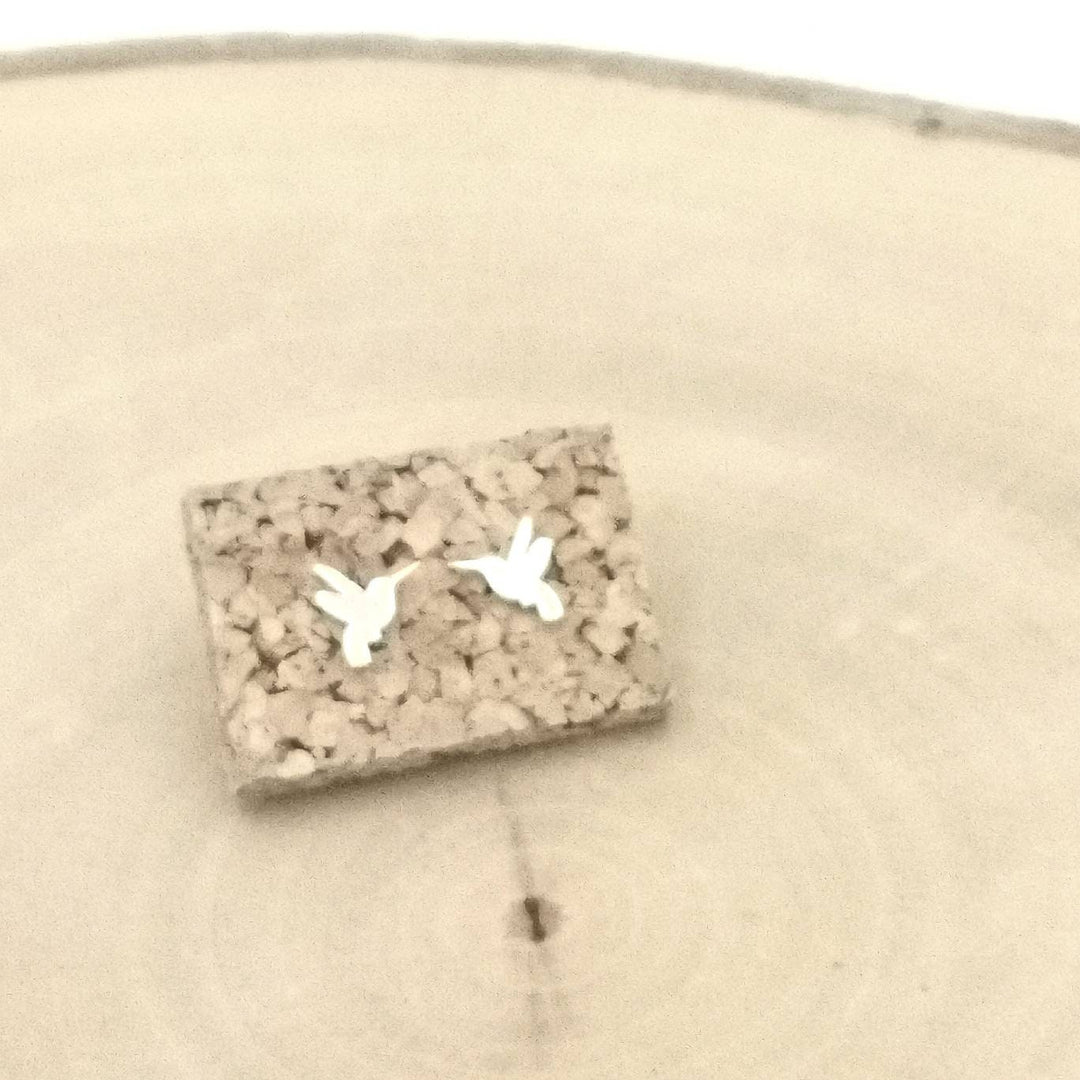 Tiny Hummingbird Studs — 925 Silver