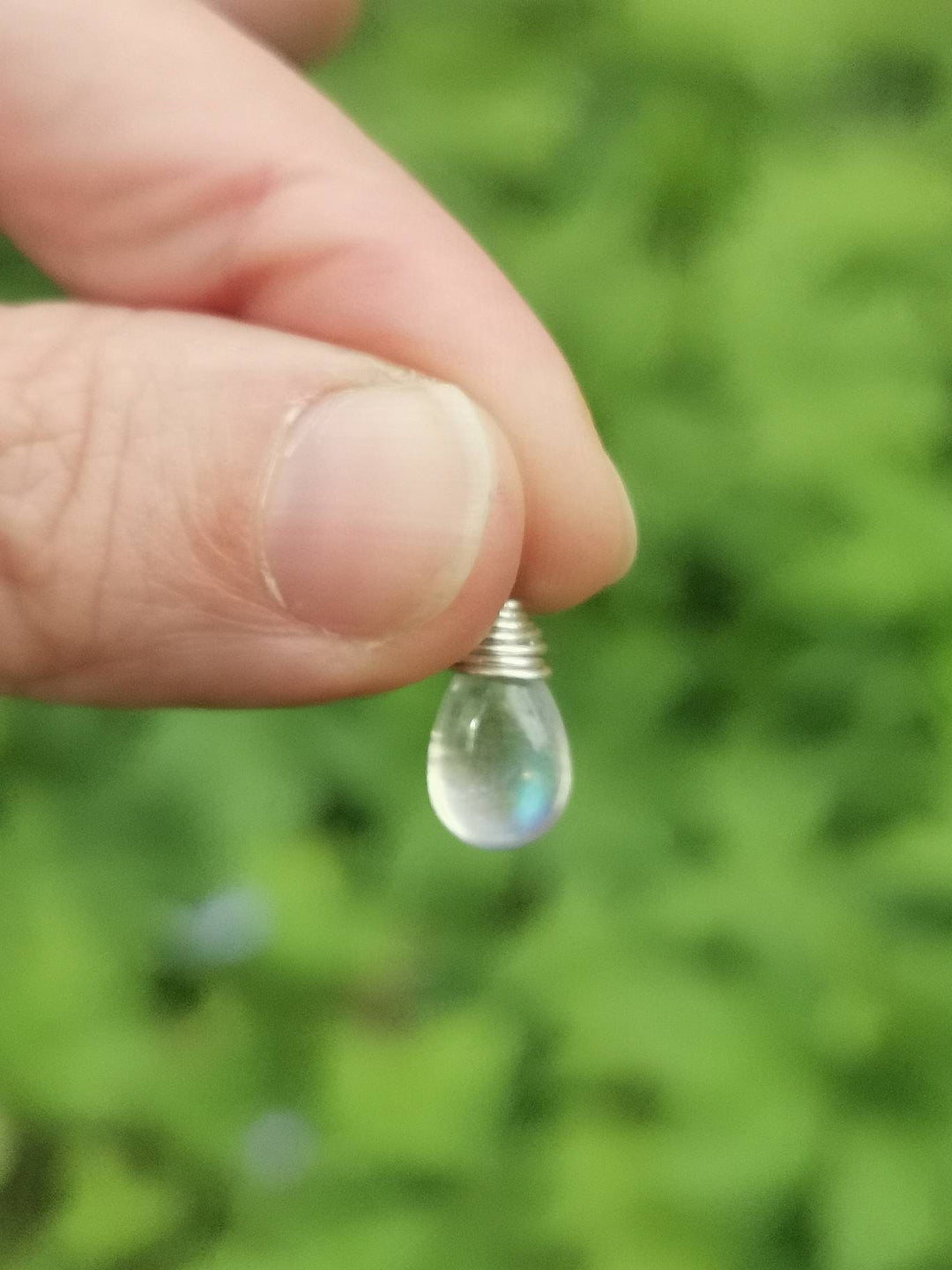 Rainbow Moonstone Drop Charm Pendant 925 Silver