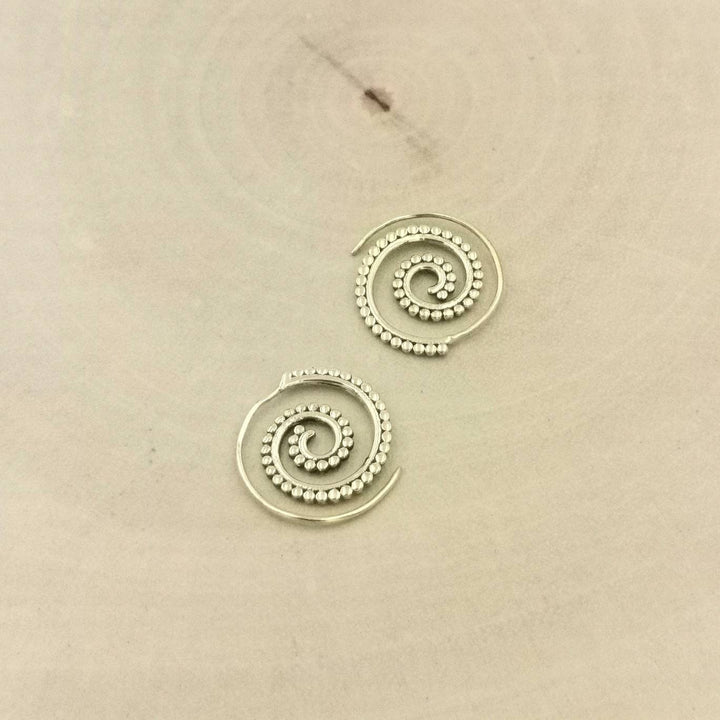 Golden Boho Spiral Earrings — Brass