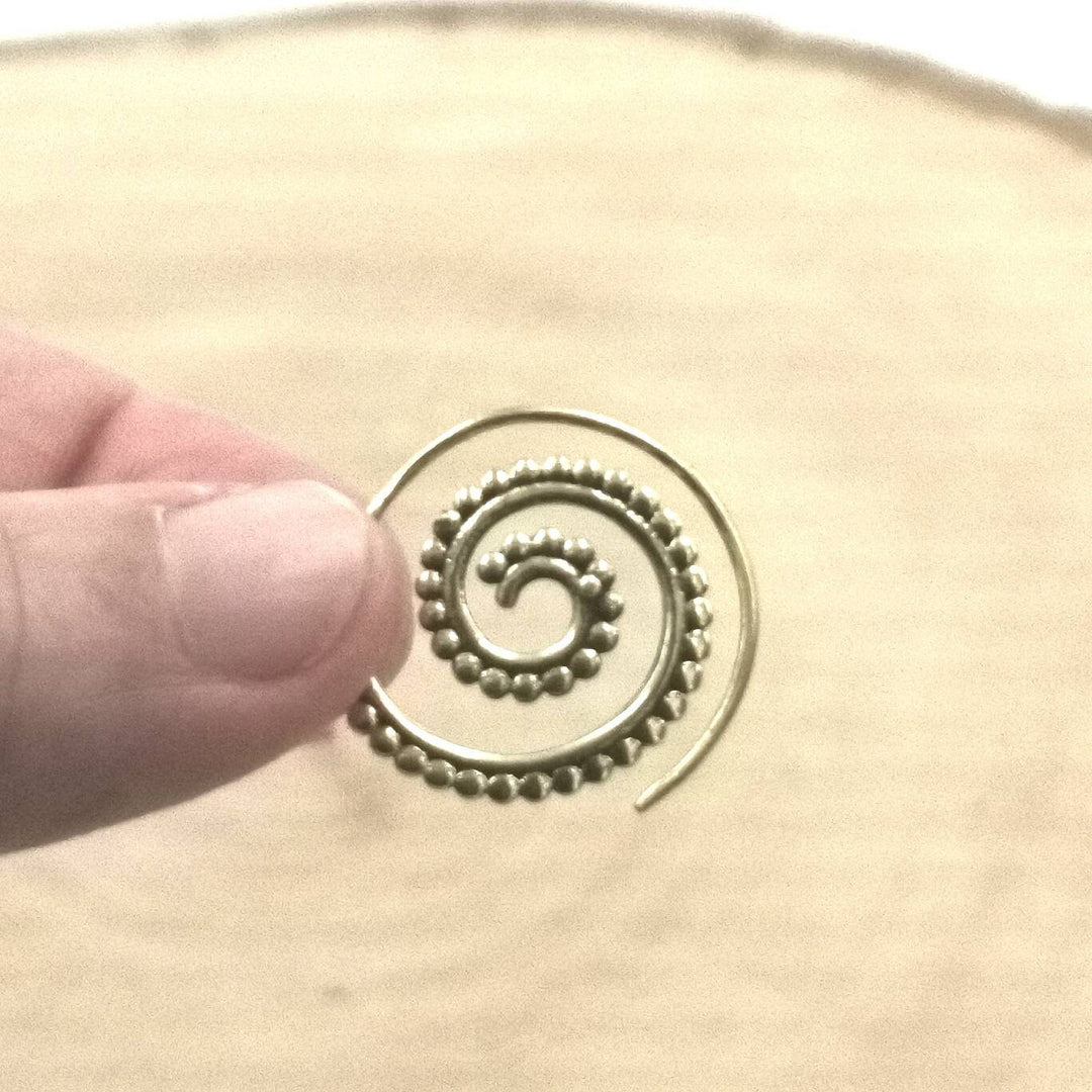Golden Boho Spiral Earrings — Brass