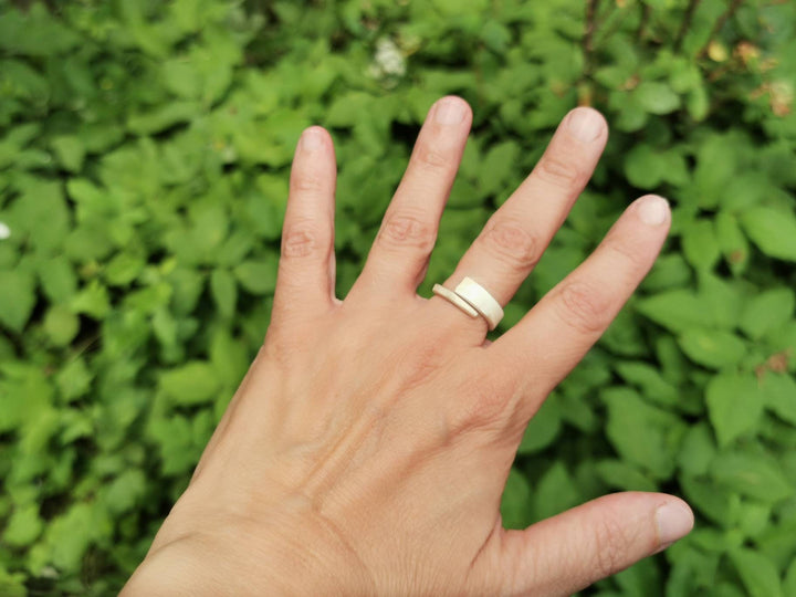 Solid 925 Silver Ring Adjustable with 18K Gold Detail and Matte Finishing