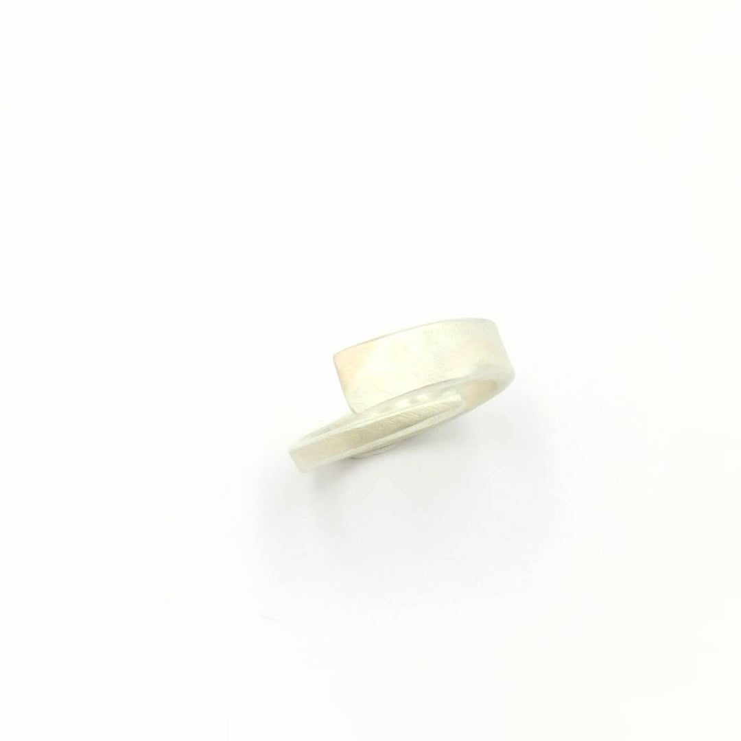 Solid 925 Silver Ring Adjustable with 18K Gold Detail and Matte Finishing