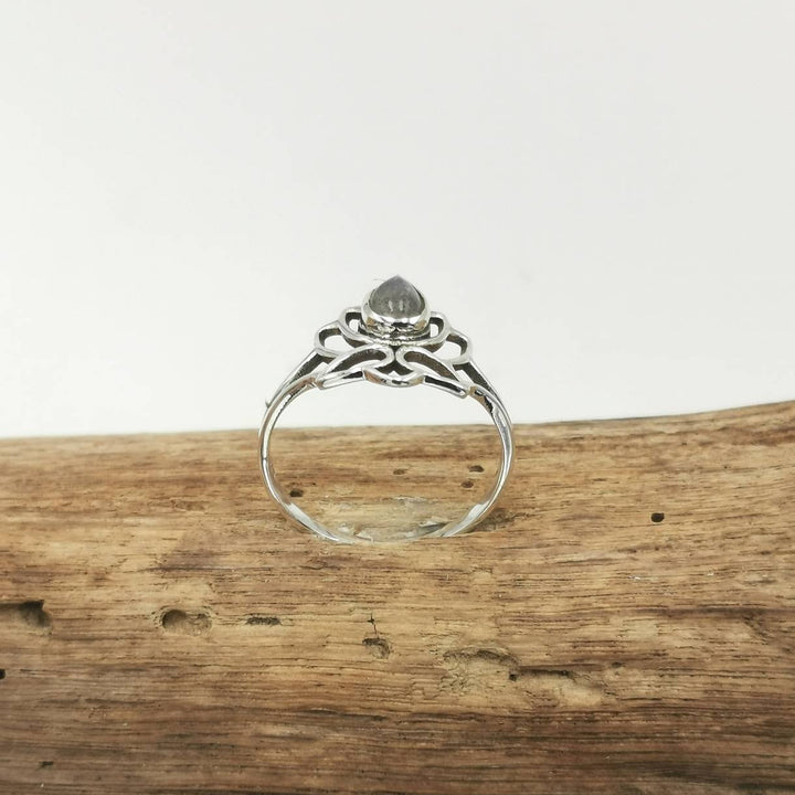 Lotus Flower Ring with Stone  — 925 Silver