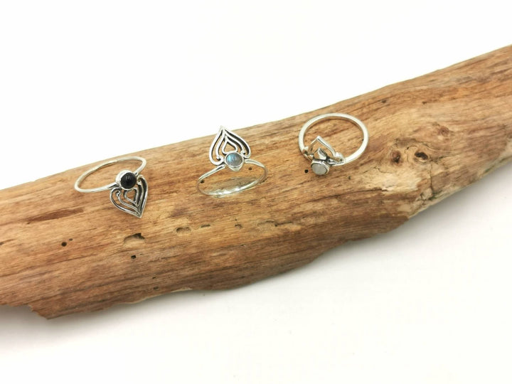Oriental Crown Ring with Labradorite - 925 Silver
