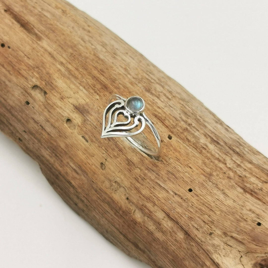 Oriental Crown Ring with Labradorite - 925 Silver