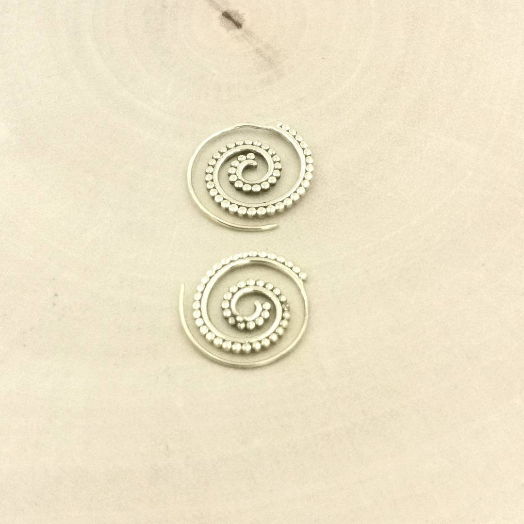 Golden Boho Spiral Earrings — Brass
