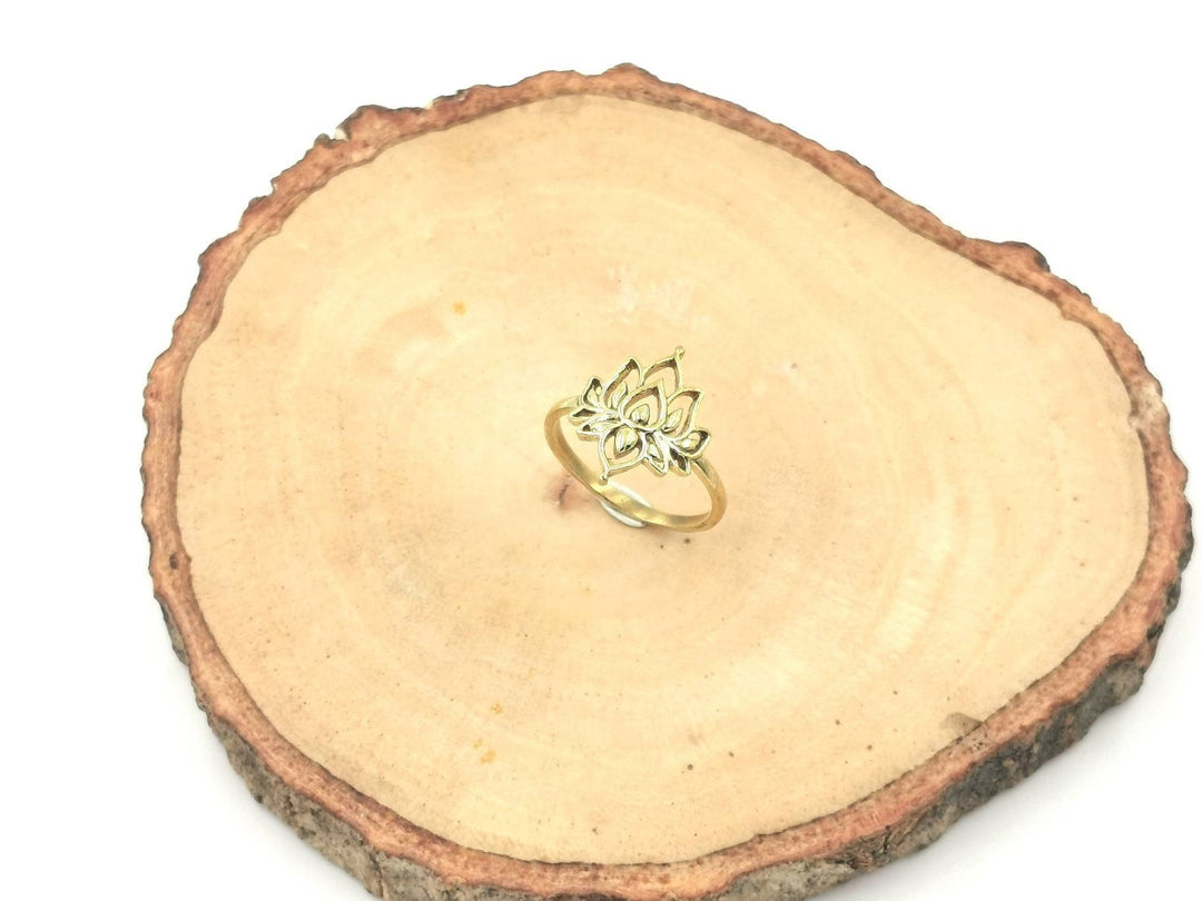 Boho Lotus Flower Gold Ring