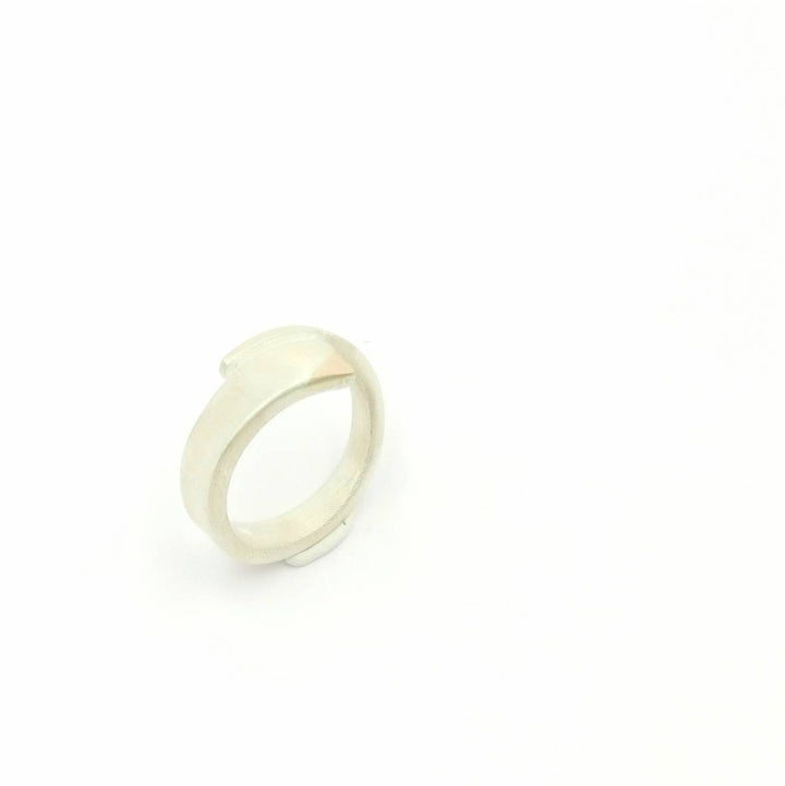 Solid 925 Silver Ring Adjustable with 18K Gold Detail and Matte Finishing