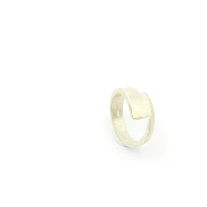 Solid 925 Silver Ring Adjustable with 18K Gold Detail and Matte Finishing