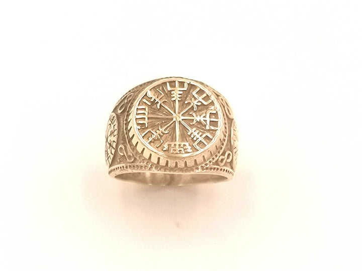 Vegvisir Signet Ring Gold, Fraternity Rune Ring — Brass