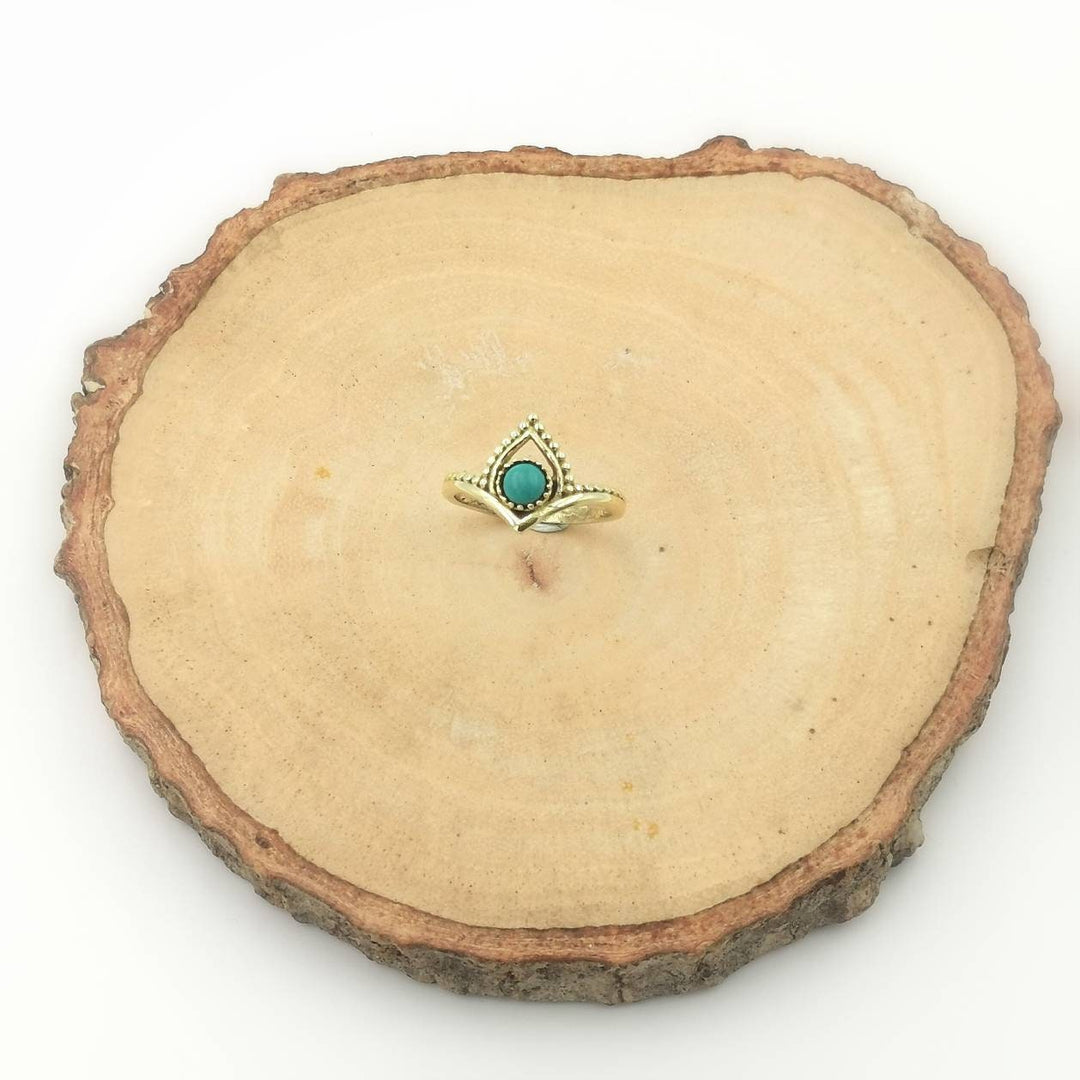 Golden Boho Chevron Ring with Stone
