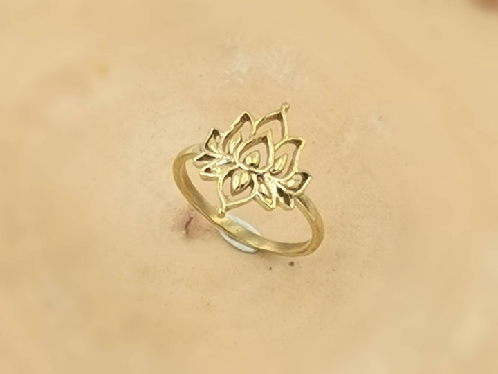 Boho Lotus Flower Gold Ring