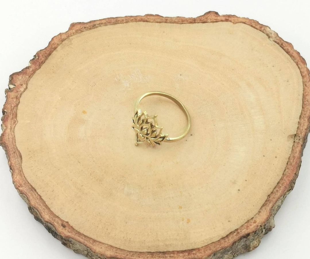 Boho Lotus Flower Gold Ring