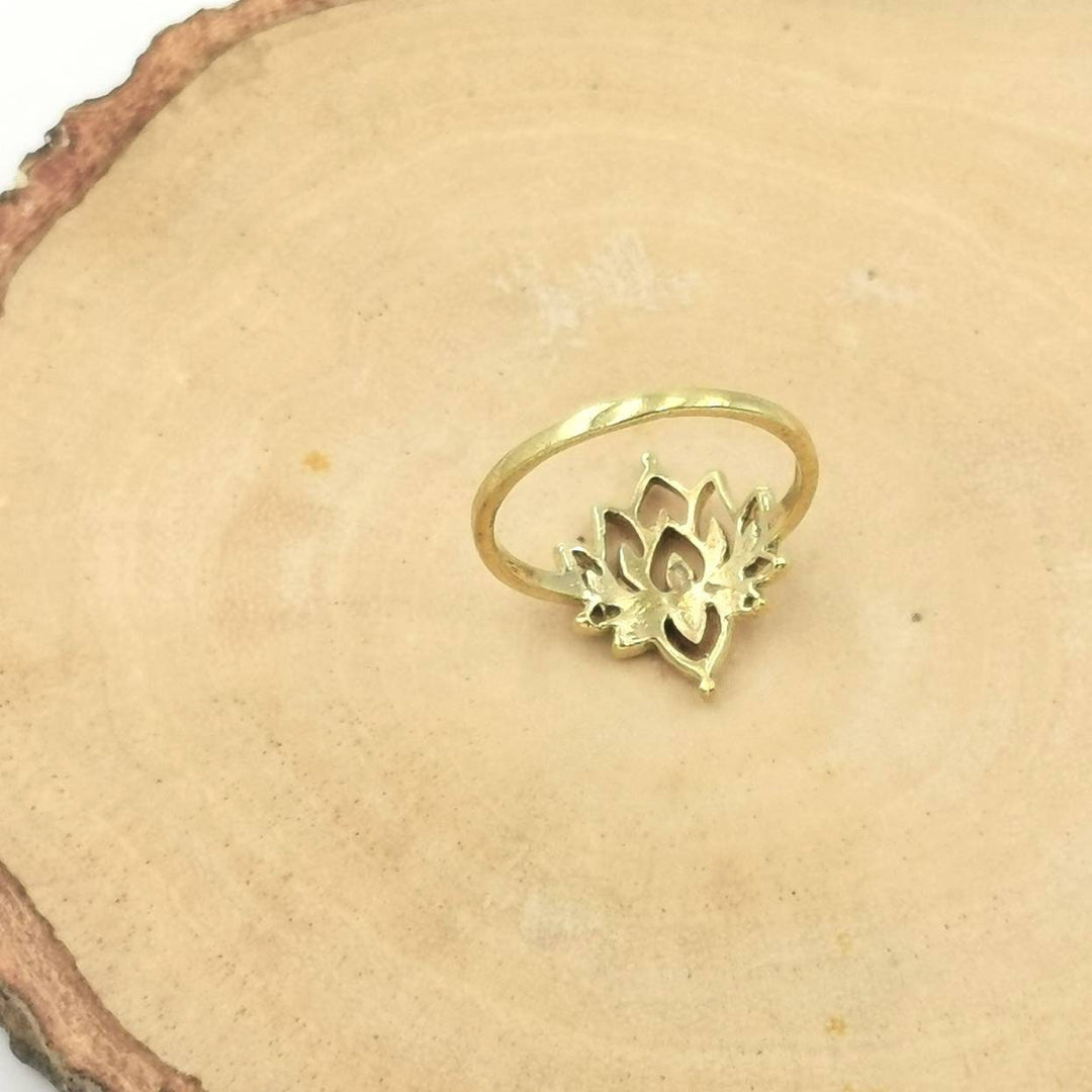 Boho Lotus Flower Gold Ring
