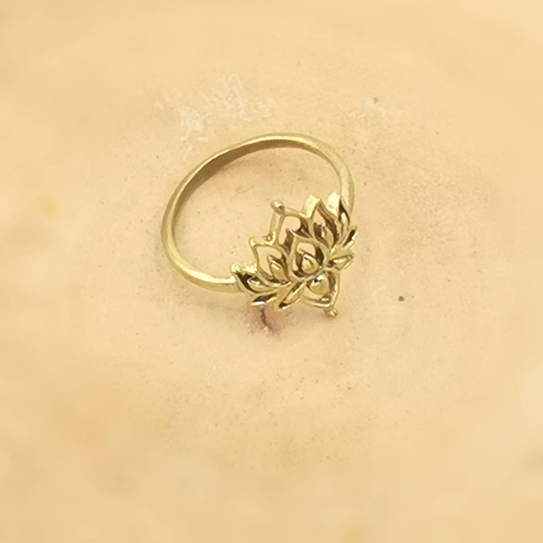 Boho Lotus Flower Gold Ring