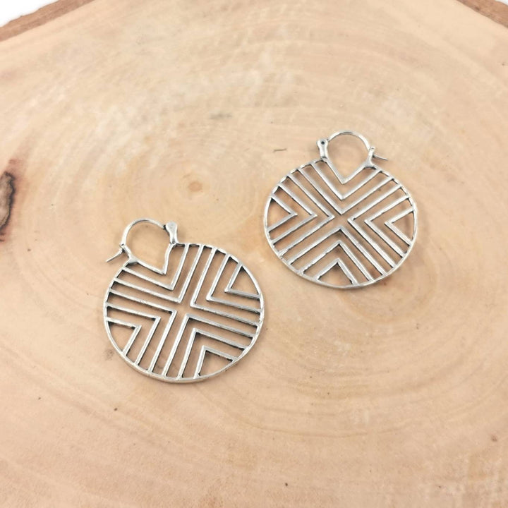 Geometric Boho Hoop Earrings — 925 Silver