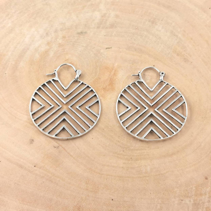Geometric Boho Hoop Earrings — 925 Silver