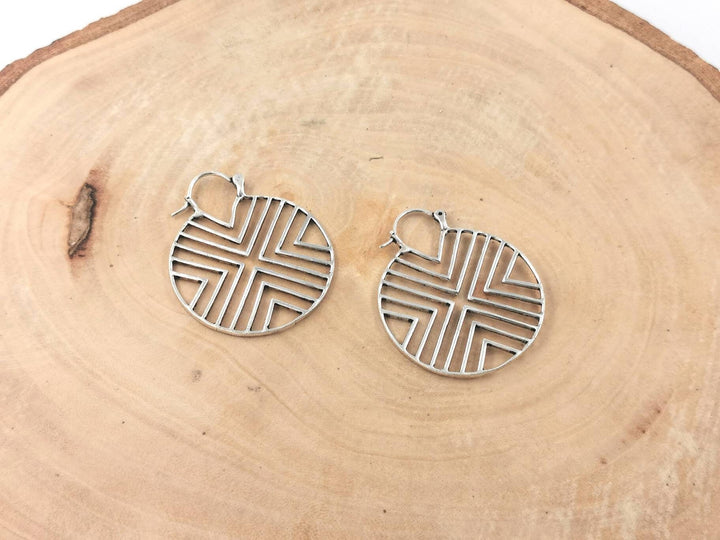 Geometric Boho Hoop Earrings — 925 Silver