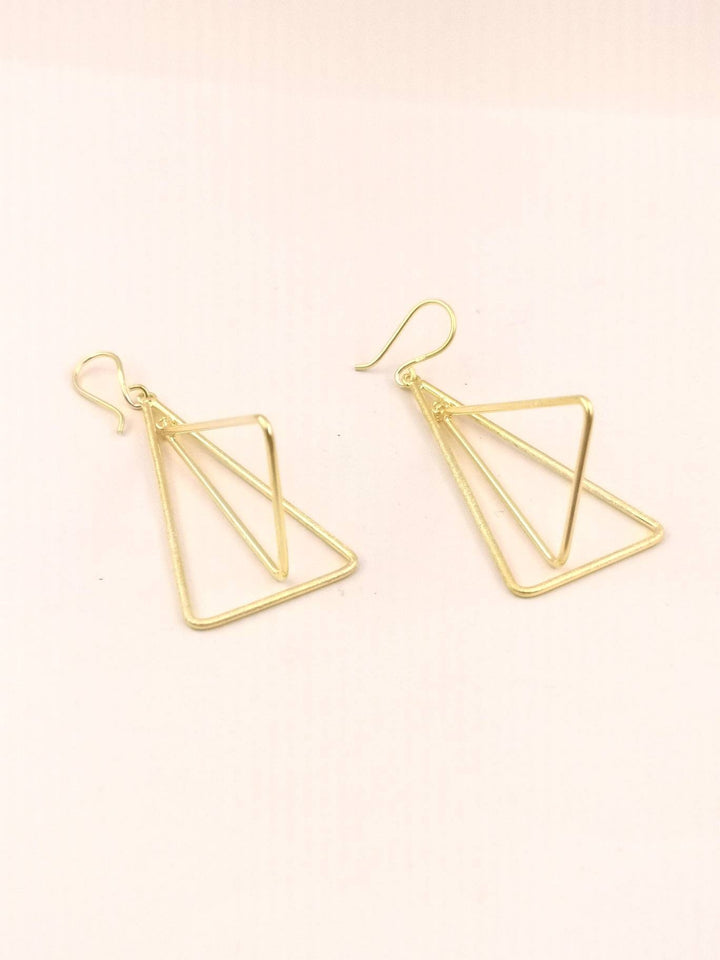 Double Triangle Motion Earrings — 18k Gold Plated