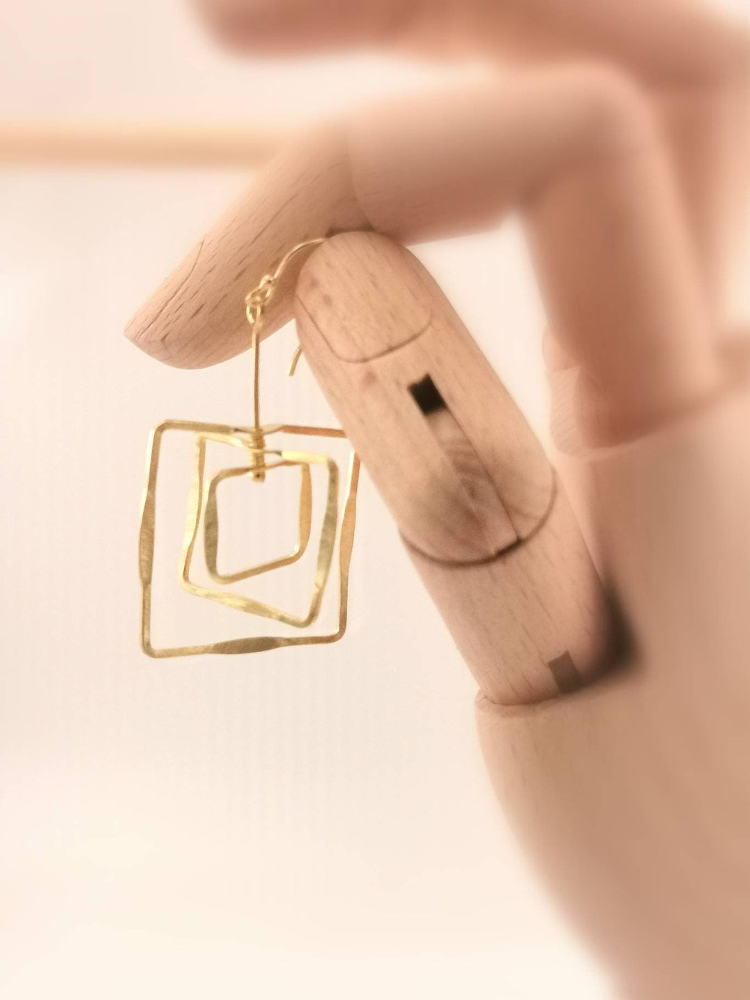 Triple Square Earrings with Motion — 18k Gold Plated