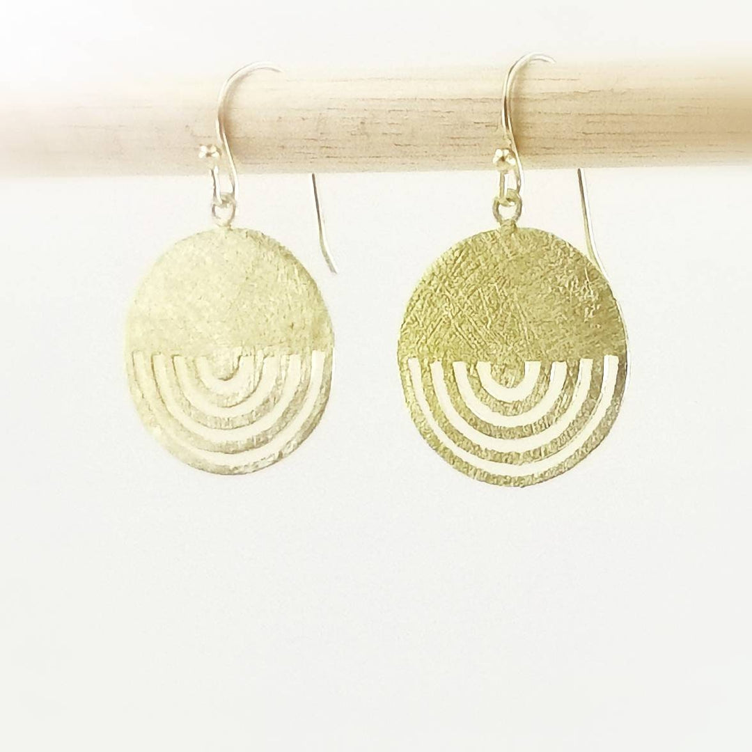Tribal Circle Earrings with Matte Finishing 18K Gold Plated 925 Silver