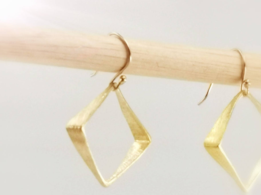 Irregular 3D Square Earrings 925 Silver with Matte Finishing