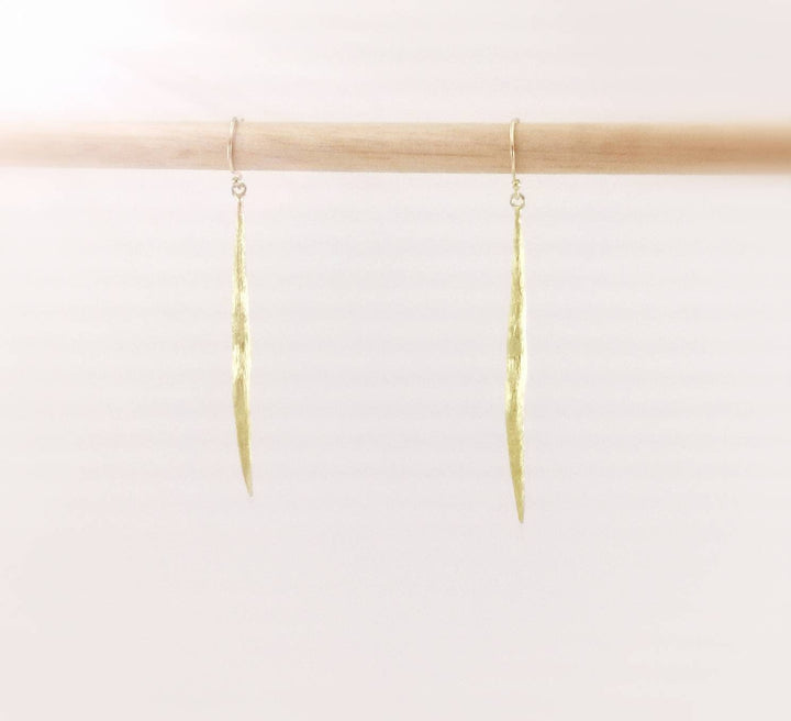 Minimalist Gold Leaf Dangle Earrings — 18k Gold Plated